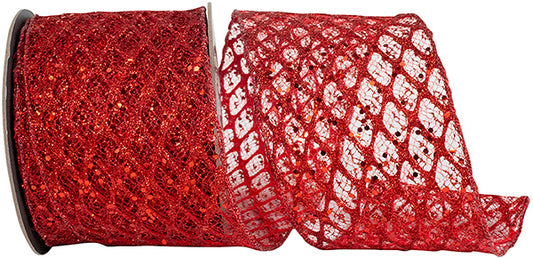 Red Glitter Sequin Diamond Net
