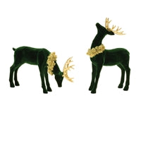 Flocked Deer with Gold Wreath and Antlers