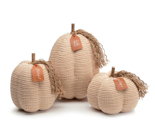 Small Tan Knit Pumpkin