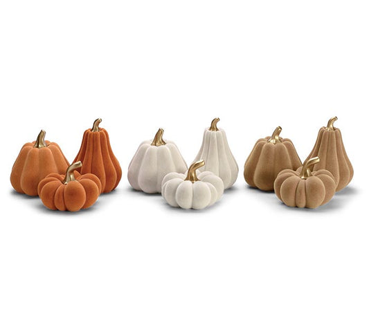 Large Sizes - Tall, Skinny - Flocked Harvest Pumpkins