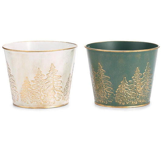 4" EMBOSSED TREES POT COVER