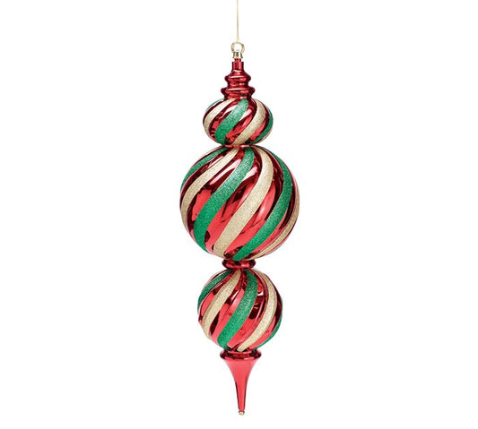 Extra Large Red, Green and Gold Finial