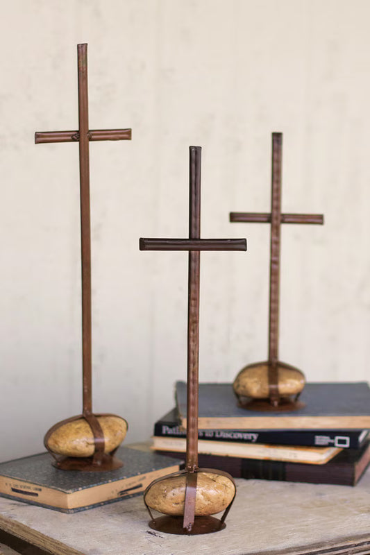 Set of 3 Crosses on Rocks