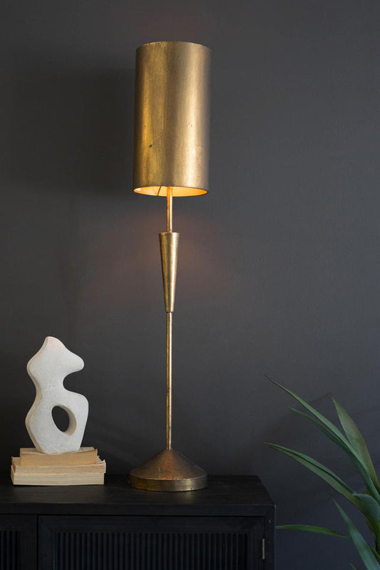 Antique Gold Table Lamp with Metal Barrel Shade