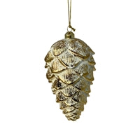 Gold and Cream Metallic Pinecone Ornament