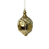 Gold and Cream Metallic Ornate Finial Ornament