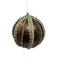 Glitter Rhinestone Stripe Ornament - Brown