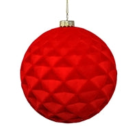 Plastic Flocked Diamond Ball Ornament - Cherry Red