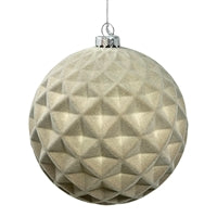 Plastic Flocked Diamond Ball Ornament - Grey