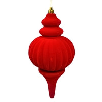 Plastic Flocked Finial Ornament - Cherry Red