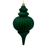 Plastic Flocked Finial Ornament - Hunter Green