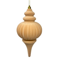 Plastic Flocked Finial Ornament - Lt. Tan