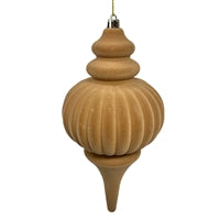 Plastic Flocked Finial Ornament - Tan