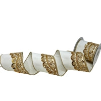 Gold Ornate Detail on Ivory Dupioni