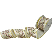 Multi Color Beads On Ivory Dupion Ribbon