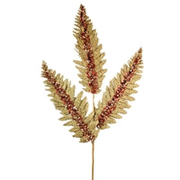 Jumbo Glitter Sequin Fern - Gold/Red