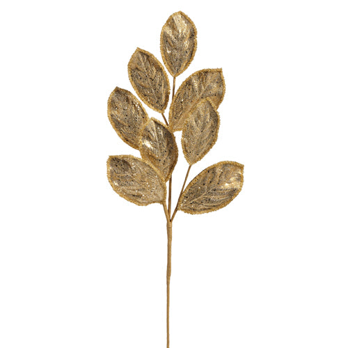 Glittered Gold Leaf Spray