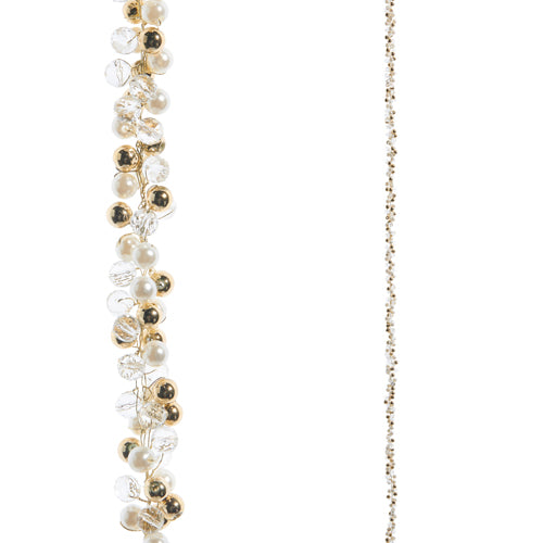 5.5' Pearl, Clear, and Gold Beaded Garland