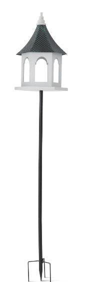 Tin & White Wood Birdhouse Decorative Garden Stakes