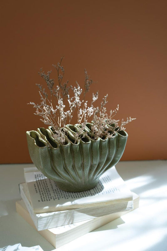 Green Folds Vase