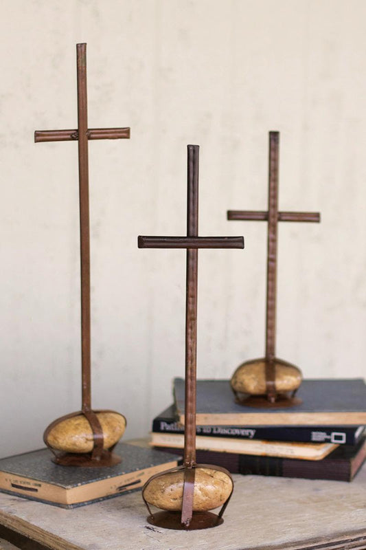 Crosses with Rock Base - Set of 3