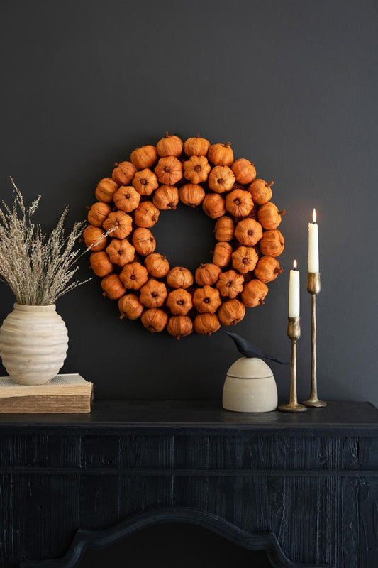 Orange Faux Pumpkin Wreath