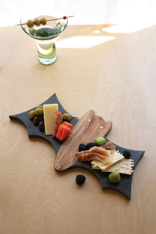 Marble & Acadia Wood Bat Cheese Board