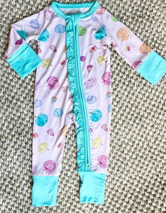 Pink Pumpkin Zipper Onesie