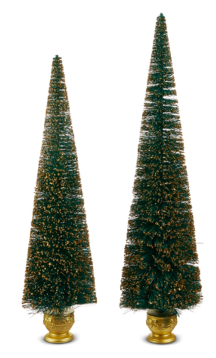 Teal and Gold Bottle Brush Tree with Gold Base