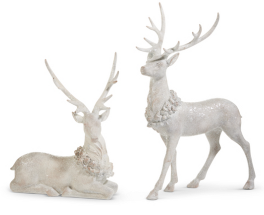 Iced Standing Deer with Holly Wreath
