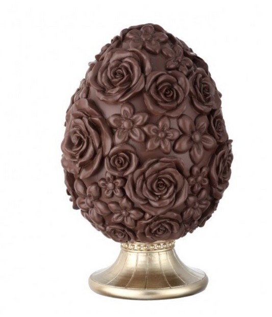Chocolate Egg with Carved Rose Pattern