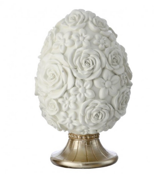 White Chocolate Egg with Carved Rose Pattern