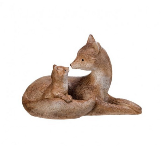 Resin Carved Fox with Baby