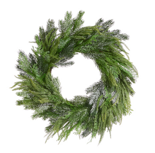 Iced Mixed Greenery Wreath