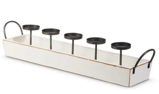 White Tray Candle Holder