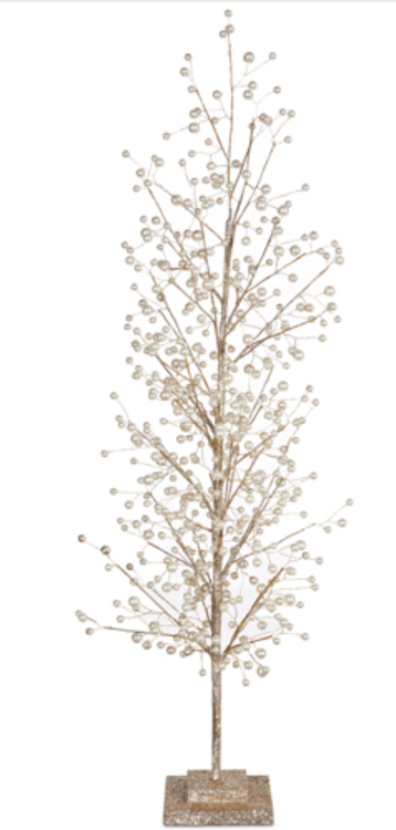 33" Glittered Tree with Pearls