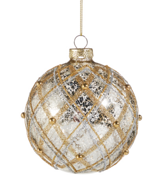 Silver and Gold Mercury Glass Ball Ornament