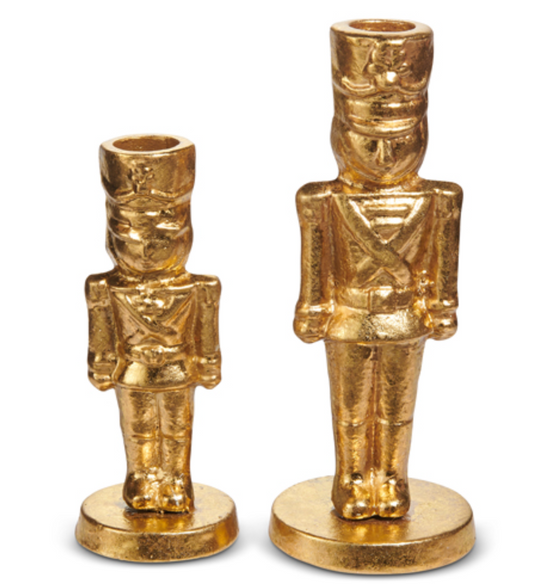 7" Gold Nutcracker Candlestick - Lg