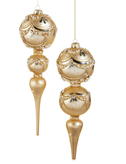 Gold Pearl Trimmed Finial Ornament