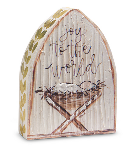 Jesus in Manger Textured Wood Block