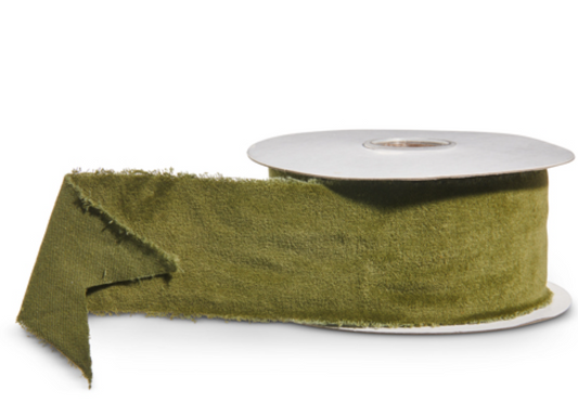 Green Velvet Unwired Ribbon