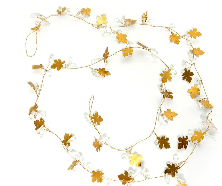 Ice Crystal with Golden Leaf Wreath Garland
