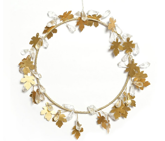 Ice Crystal with Golden Leaf Wreath Medium