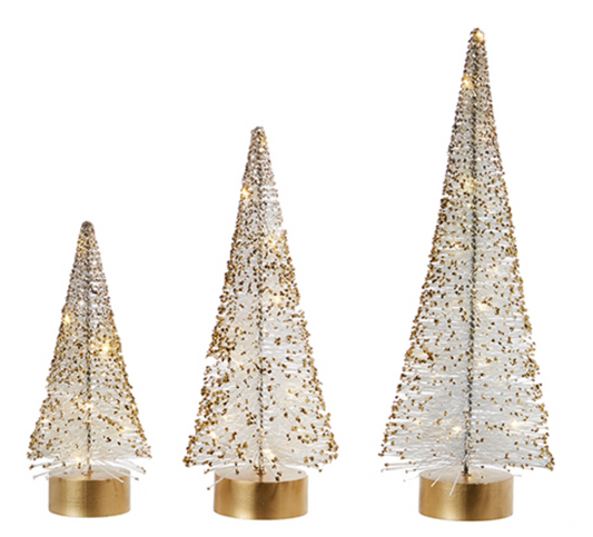 Lighted White Bottle Brush Trees