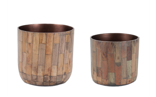 Wood and Iron Tall Planters
