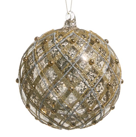Silver and Gold Mercury Glass Ball Ornament