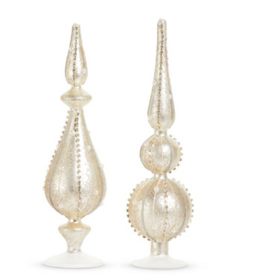 Silver Mercury Glass Pearl  Finial