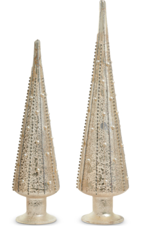 Silver Mercury Glass Pearl Trees