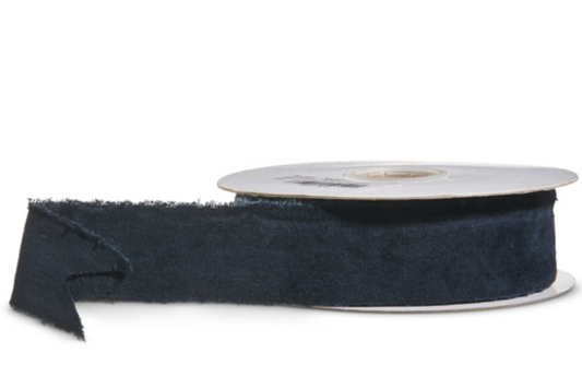 Black Torn Edge Velvet Unwired Ribbon