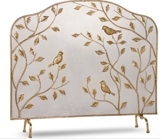 Birds on Branch Fire Screen